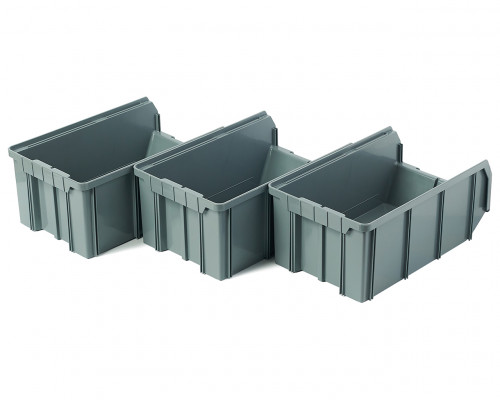 Пластиковый ящик Стелла-техник V-3-К3-серый , 210х370х300мм, комплект 3 штуки