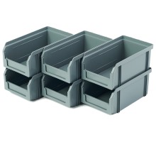 Пластиковый ящик Стелла-техник V-1-К6-серый , 180х200х140мм, комплект 6 штук