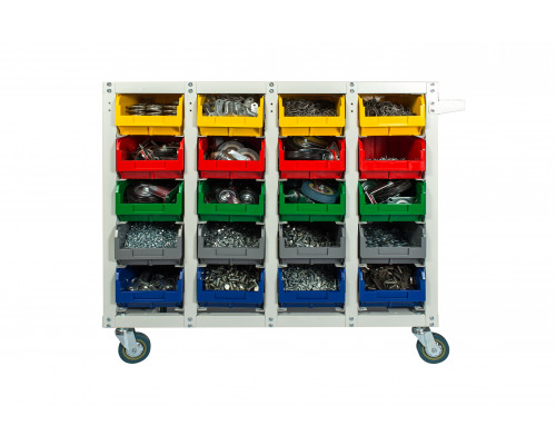 Стеллаж с направляющими мобильный, односторонний, Стелла-техник V3-20-125-И 20 ячеек, грузоподъемность 350кг