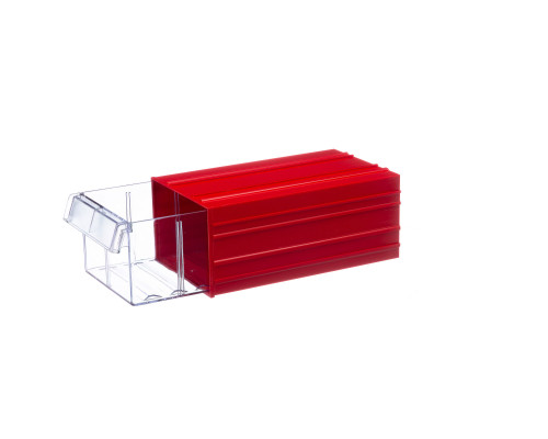 Пластиковый короб Стелла-техник С-2-красный-прозрачный 140х250х100мм
