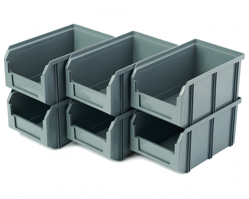 Пластиковый ящик Стелла-техник V-2-К6-серый , 260х300х250мм, комплект 6 штук