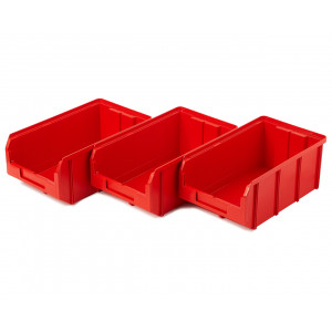 Пластиковый ящик Стелла-техник V-3-К3-красный , 210х370х300мм, комплект 3 штуки