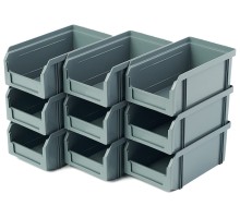 Пластиковый ящик Стелла-техник V-1-К9-серый , 180х310х140мм, комплект 9 штук