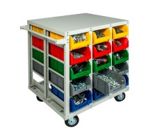 Стеллаж с направляющими мобильный, двусторонний, Стелла-техник V3-30-150-И 30 ячеек, грузоподъемность 400кг