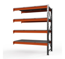 Секция приставная стеллажа металлического Оптима, 3000x1250x785 мм. Ярусы: 4 шт. метал.