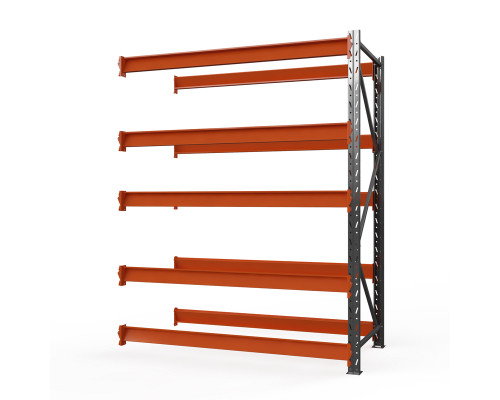 Секция приставная стеллажа металлического Оптима, 3500x2500x785 мм. Ярусы: 6 шт. без настила