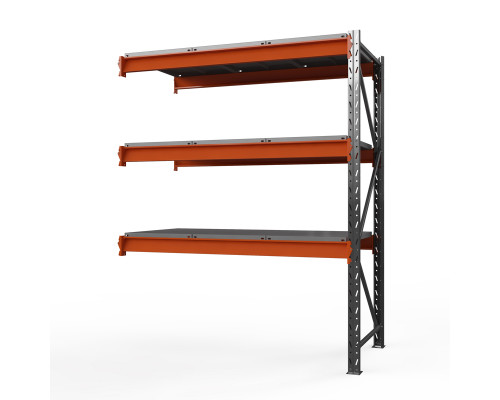 Секция приставная стеллажа металлического Оптима, 3500x1530x785 мм. Ярусы: 3 шт. метал.