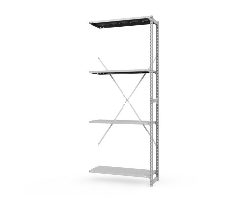 Секция приставная стеллажа металлического ТСУ Универсал, 2000x760x400 мм. Полки: метал. перф.  4 шт.