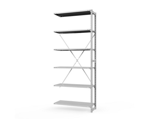Секция приставная стеллажа металлического ТСУ Универсал, 3000x760x600 мм. Полки: метал. 6 шт.