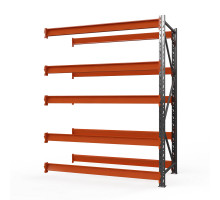 Секция приставная стеллажа металлического Оптима, 4000x1250x785 мм. Ярусы: 5 шт. без настила