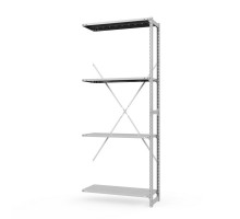 Секция приставная стеллажа металлического ТСУ Универсал, 2000x1060x400 мм. Полки: метал. перф. усил. 4 шт.