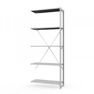 Секция приставная стеллажа металлического ТСУ Универсал, 2500x760x400 мм. Полки: метал. перф. усил. 5 шт.