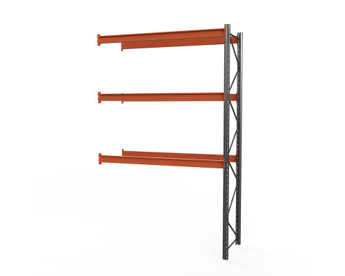 Секция приставная стеллажа металлического паллетного (4500х2700х1100 мм), 3 яруса