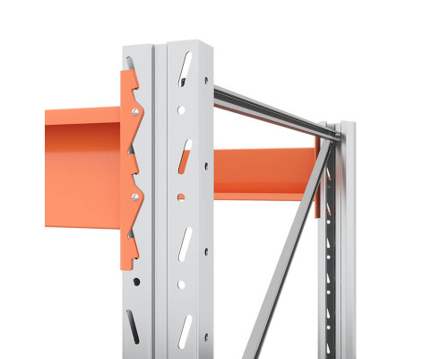 Секция приставная стеллажа металлического паллетного (5000х2700х1100 мм), 3 яруса